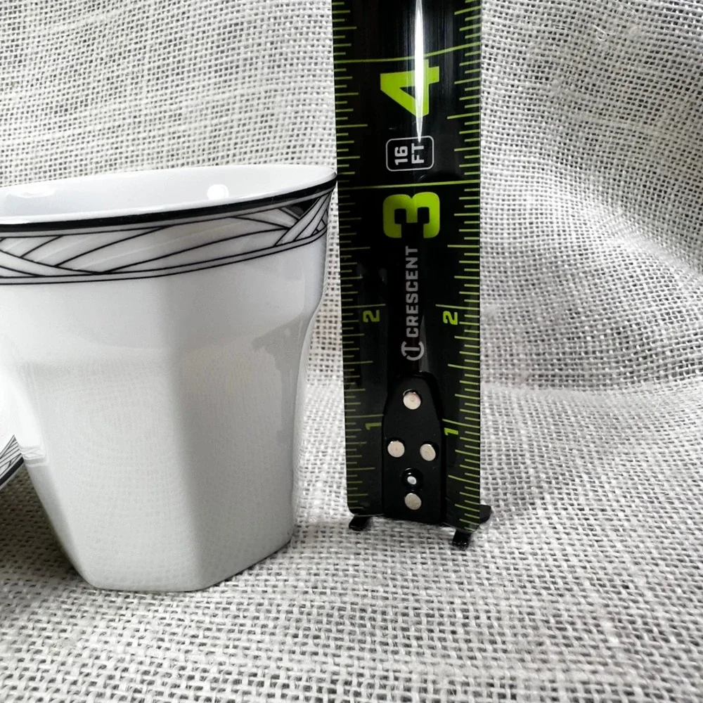 Studio Nova Synthesis Y0031 Octagonal Tea Cup Saucer Set Black Grey White 2pc